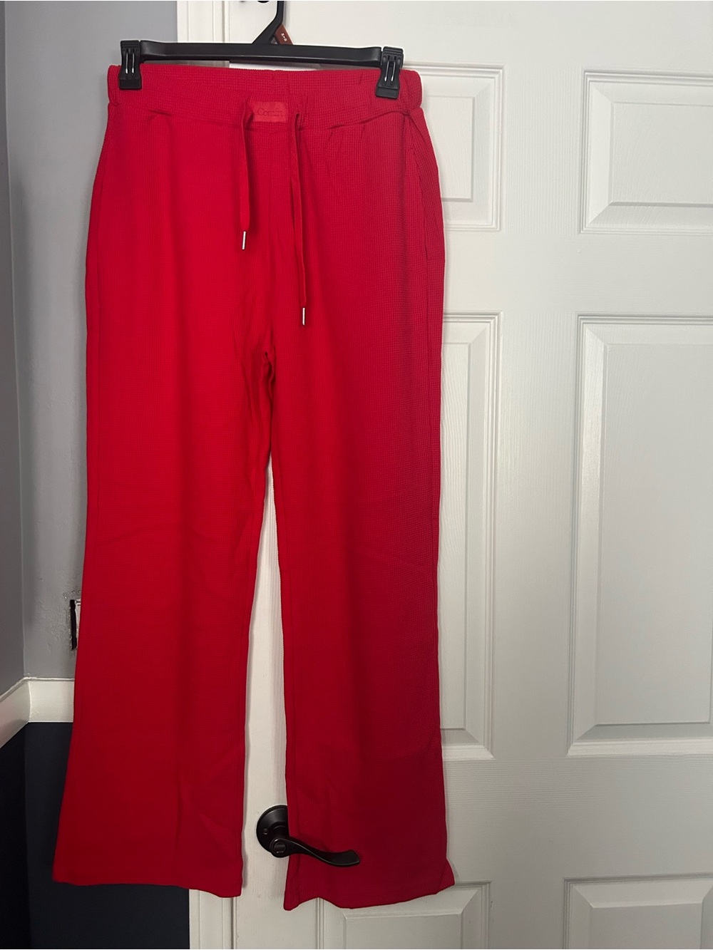 Red Drawstring Wide-Leg Lounge Pants